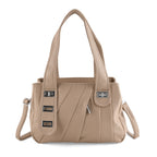 Designer Inspired - Dual-Handle Convertible Crossbody & Shoulder Handbag - Khaki_8519658