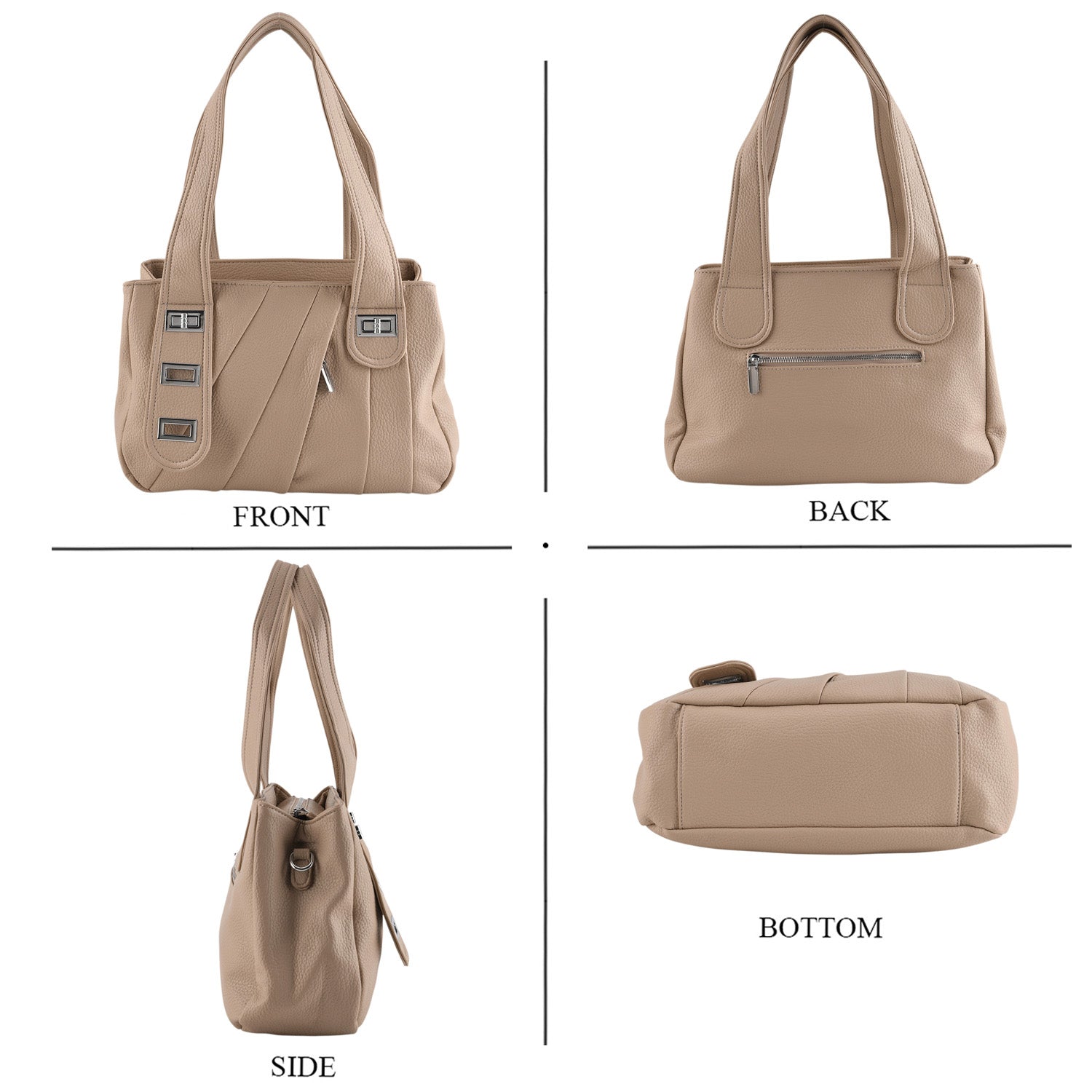 Designer Inspired - Dual-Handle Convertible Crossbody &amp; Shoulder Handbag - Khaki V32527754 5
