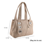 Designer Inspired - Dual-Handle Convertible Crossbody & Shoulder Handbag - Khaki_8519658_7
