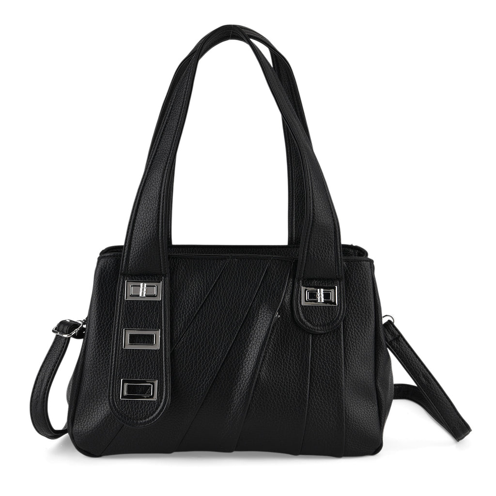 Designer Inspired - Dual-Handle Convertible Crossbody & Shoulder Handbag - Black_8519659