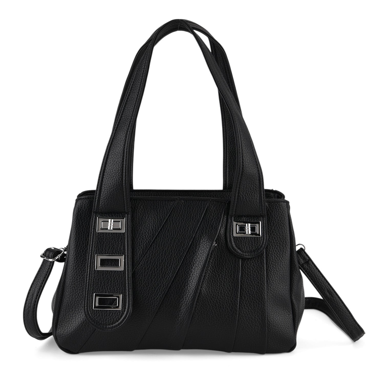 Designer Inspired - Dual-Handle Convertible Crossbody &amp; Shoulder Handbag - Black 8519659 0