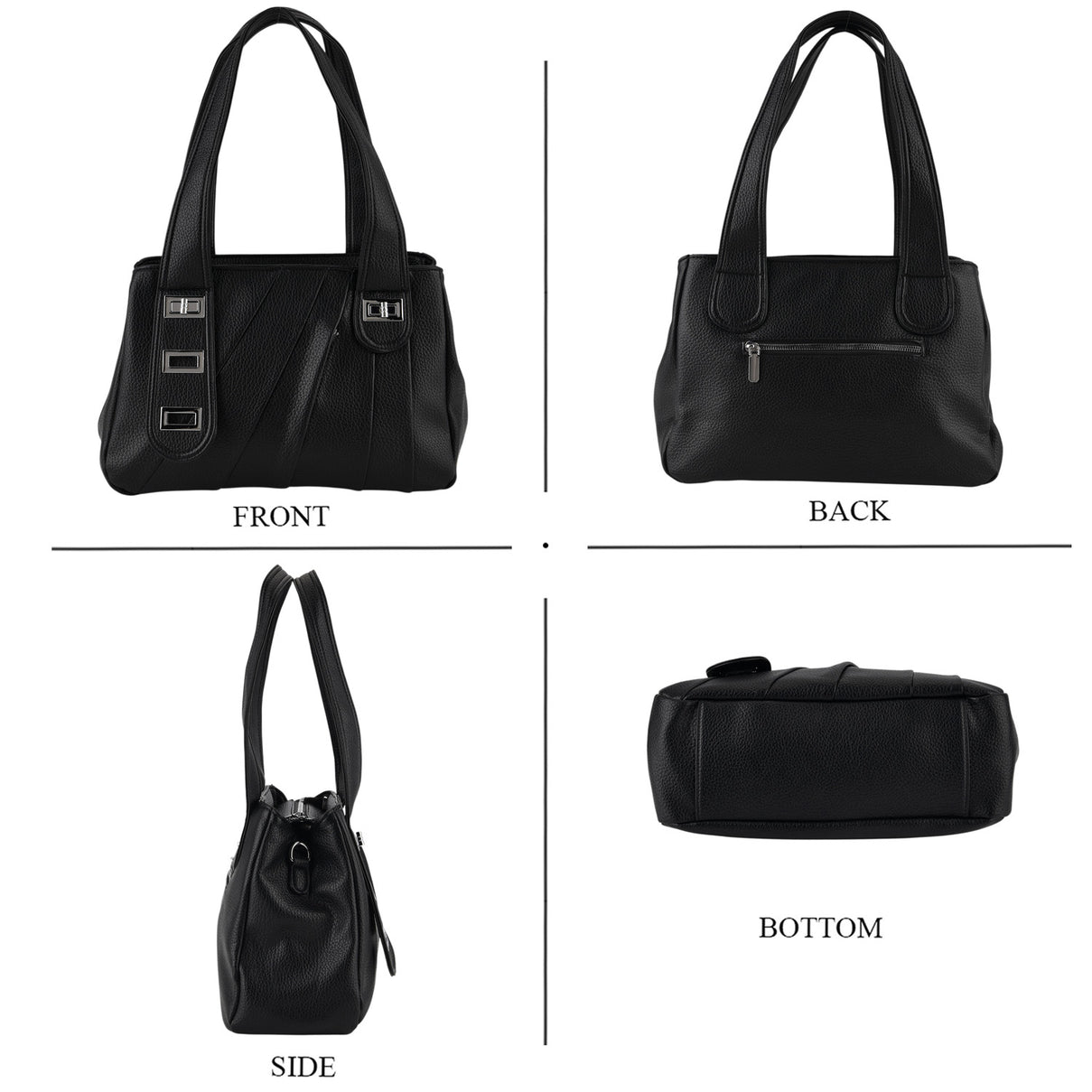 Designer Inspired - Dual-Handle Convertible Crossbody &amp; Shoulder Handbag - Black 8519659 5