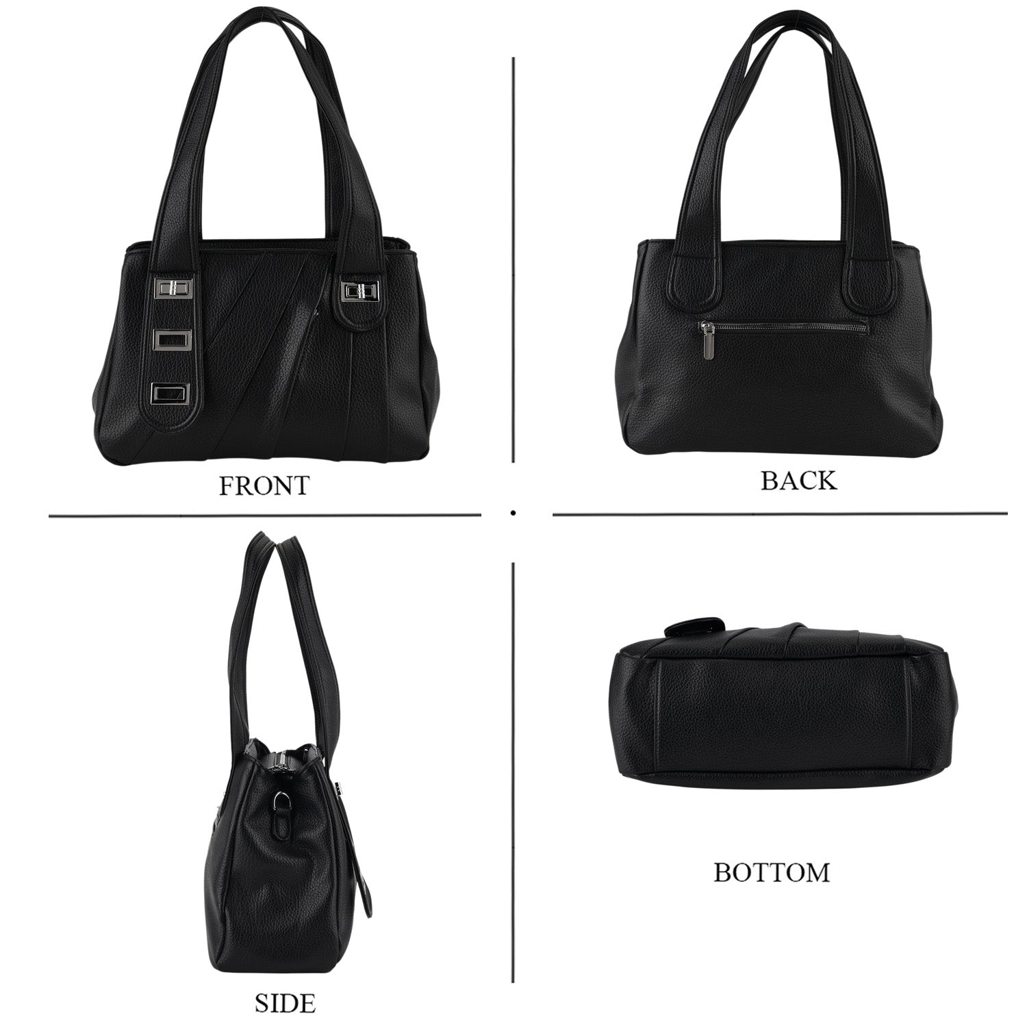 Designer Inspired - Dual-Handle Convertible Crossbody &amp; Shoulder Handbag - Black 8519659 5