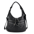 Designer Inspired Womens Multi-Pocket Crossbody Hobo Bag - Black_8519684