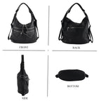 Designer Inspired Womens Multi-Pocket Crossbody Hobo Bag - Black_8519684_4