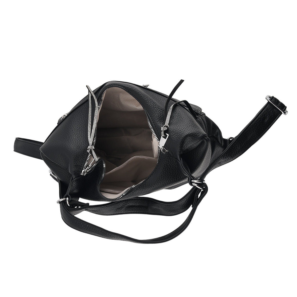 Designer Inspired Womens Multi-Pocket Crossbody Hobo Bag - Black V32576842 5