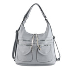 Designer Inspired Womens Multi-Pocket Crossbody Hobo Bag - Blue_8519685