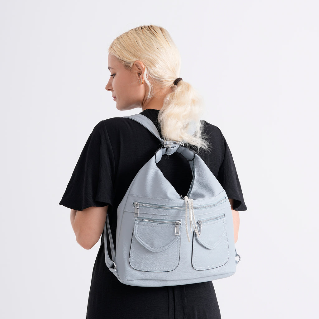 Designer Inspired Womens Multi-Pocket Crossbody Hobo Bag - Blue_8519685_3