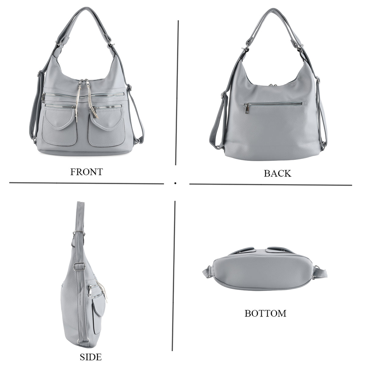 Designer Inspired Womens Multi-Pocket Crossbody Hobo Bag - Blue V32577098 4