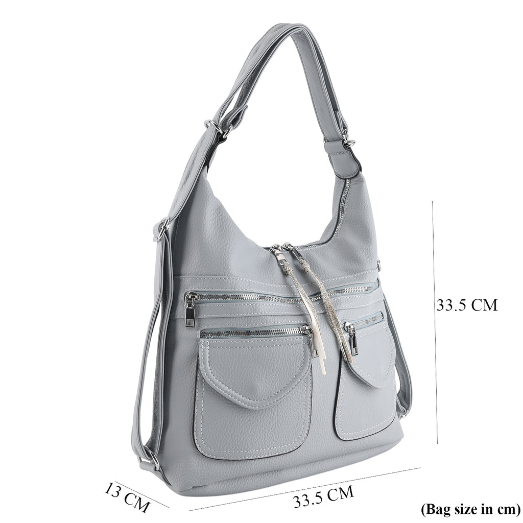 Designer Inspired Womens Multi-Pocket Crossbody Hobo Bag - Blue_8519685_7