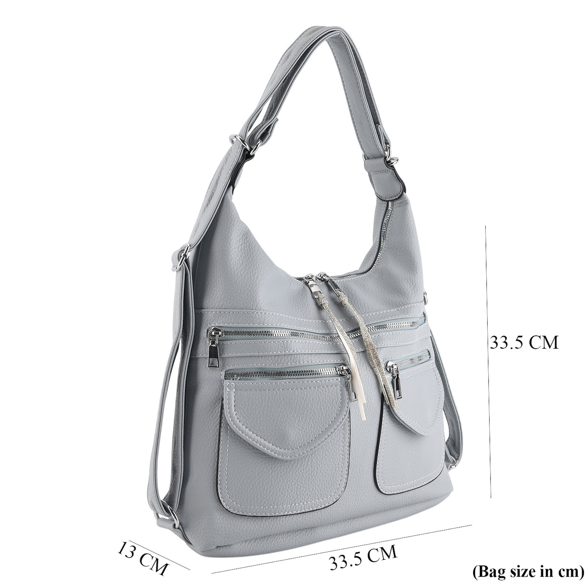 Designer Inspired Womens Multi-Pocket Crossbody Hobo Bag - Blue V32577098 7