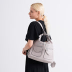 Designer Inspired Womens Multi-Pocket Crossbody Hobo Bag - Grey_8519686_2