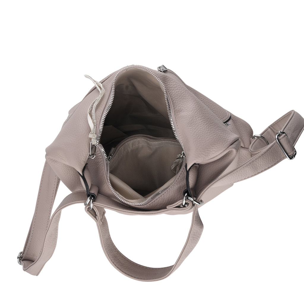 Designer Inspired Womens Multi-Pocket Crossbody Hobo Bag - Grey_8519686_5