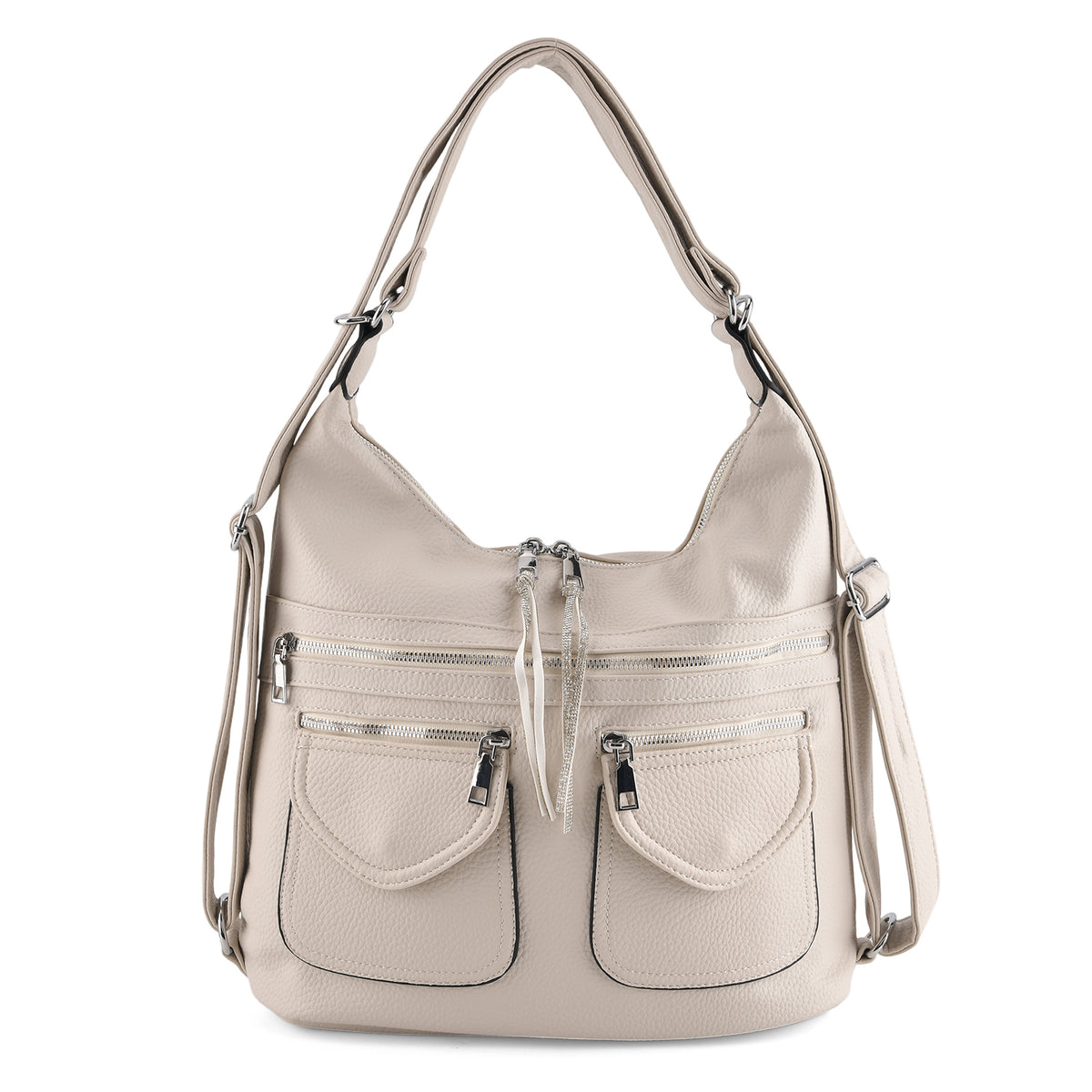 Designer Inspired Womens Multi-Pocket Crossbody Hobo Bag - White V32576077 0
