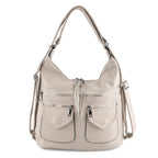 Designer Inspired Womens Multi-Pocket Crossbody Hobo Bag - White_8519687