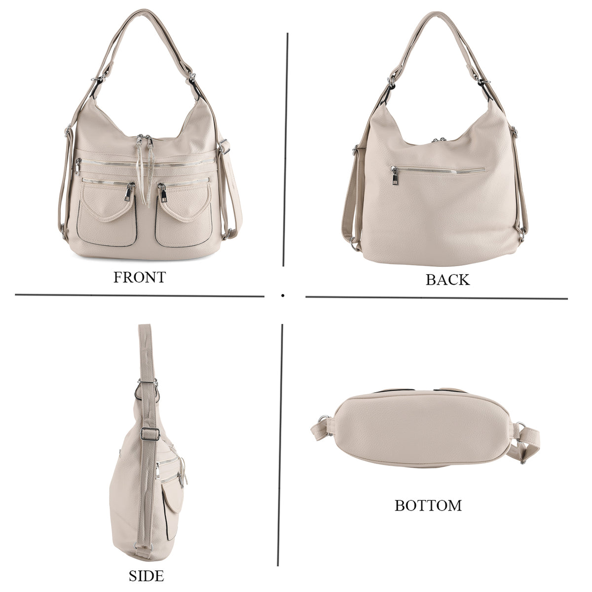 Designer Inspired Womens Multi-Pocket Crossbody Hobo Bag - White V32576077 4