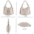 Designer Inspired Womens Multi-Pocket Crossbody Hobo Bag - White_8519687_4