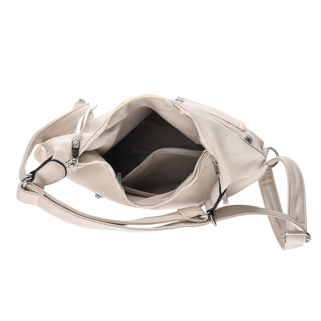 Designer Inspired Womens Multi-Pocket Crossbody Hobo Bag - White_8519687_5