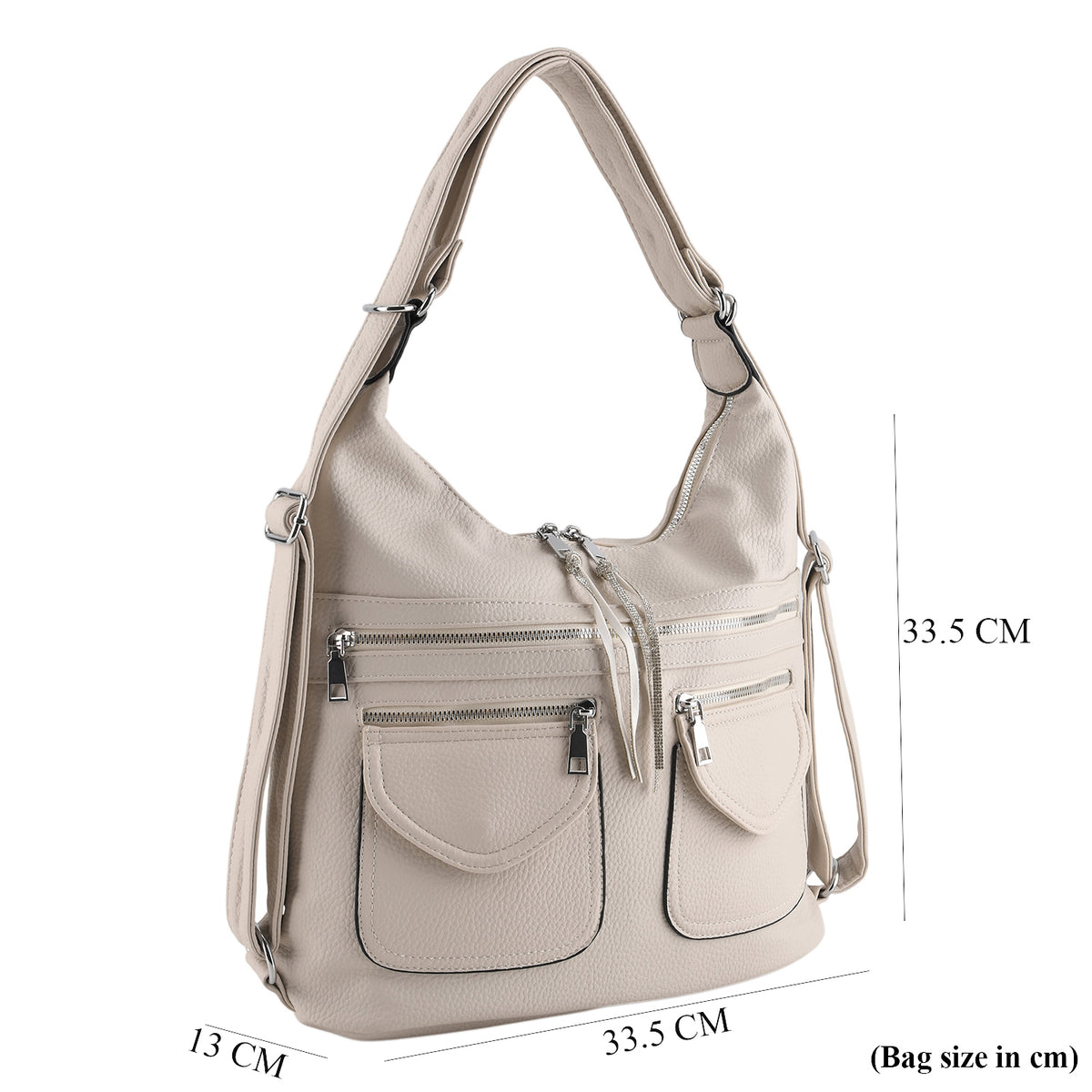 Designer Inspired Womens Multi-Pocket Crossbody Hobo Bag - White V32576077 7