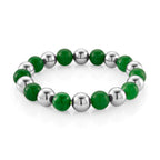 Green Jadeite Jade and Hematite Stretchable Bracelet (Size - 7.5) 200.00 Ct._8519748
