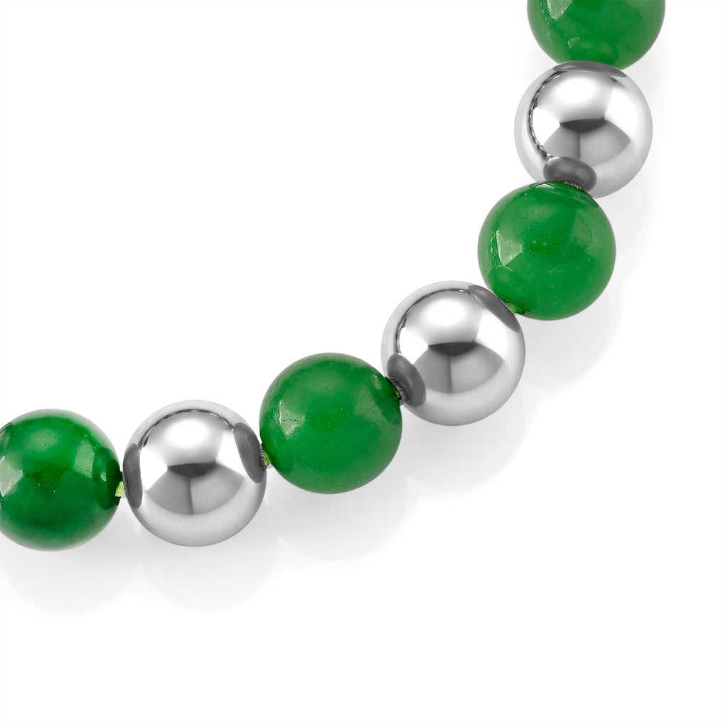 Green Jadeite Jade and Hematite Stretchable Bracelet (Size - 7.5) 200.00 Ct._8519748_3
