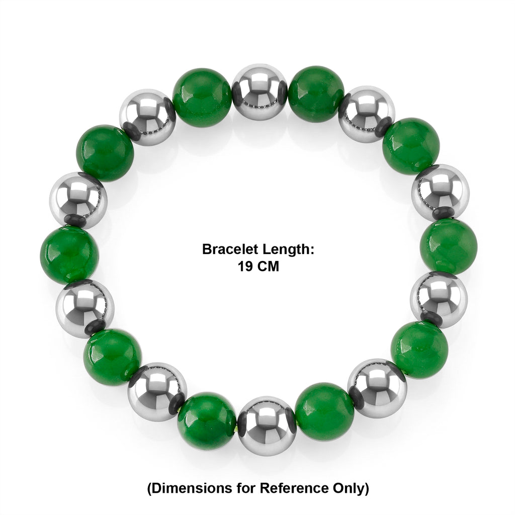 Green Jadeite Jade and Hematite Stretchable Bracelet (Size - 7.5) 200.00 Ct._8519748_4