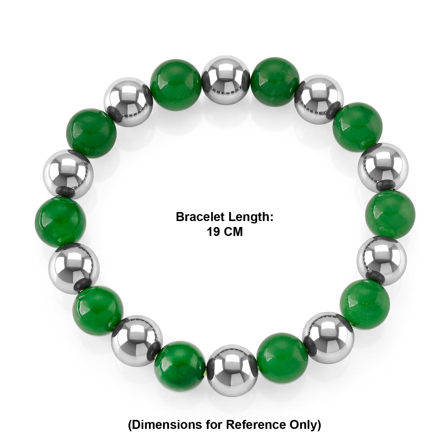 Green Jadeite Jade and Hematite Stretchable Bracelet (Size - 7.5) 200.00 Ct. V32515283 5