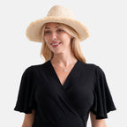 Designer Paper Straw Sun Hat with Artificial Pearls (58cm) - Off White_8519771_2