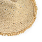 Designer Paper Straw Sun Hat with Artificial Pearls (58cm) - Off White_8519771_6