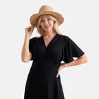 Designer Straw Sun Hat with Artificial Pearls (58cm) - Khaki_8519772_1
