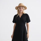 Designer Paper Straw Sun Hat with Artificial Pearls (58cm) - Khaki_8519790_1