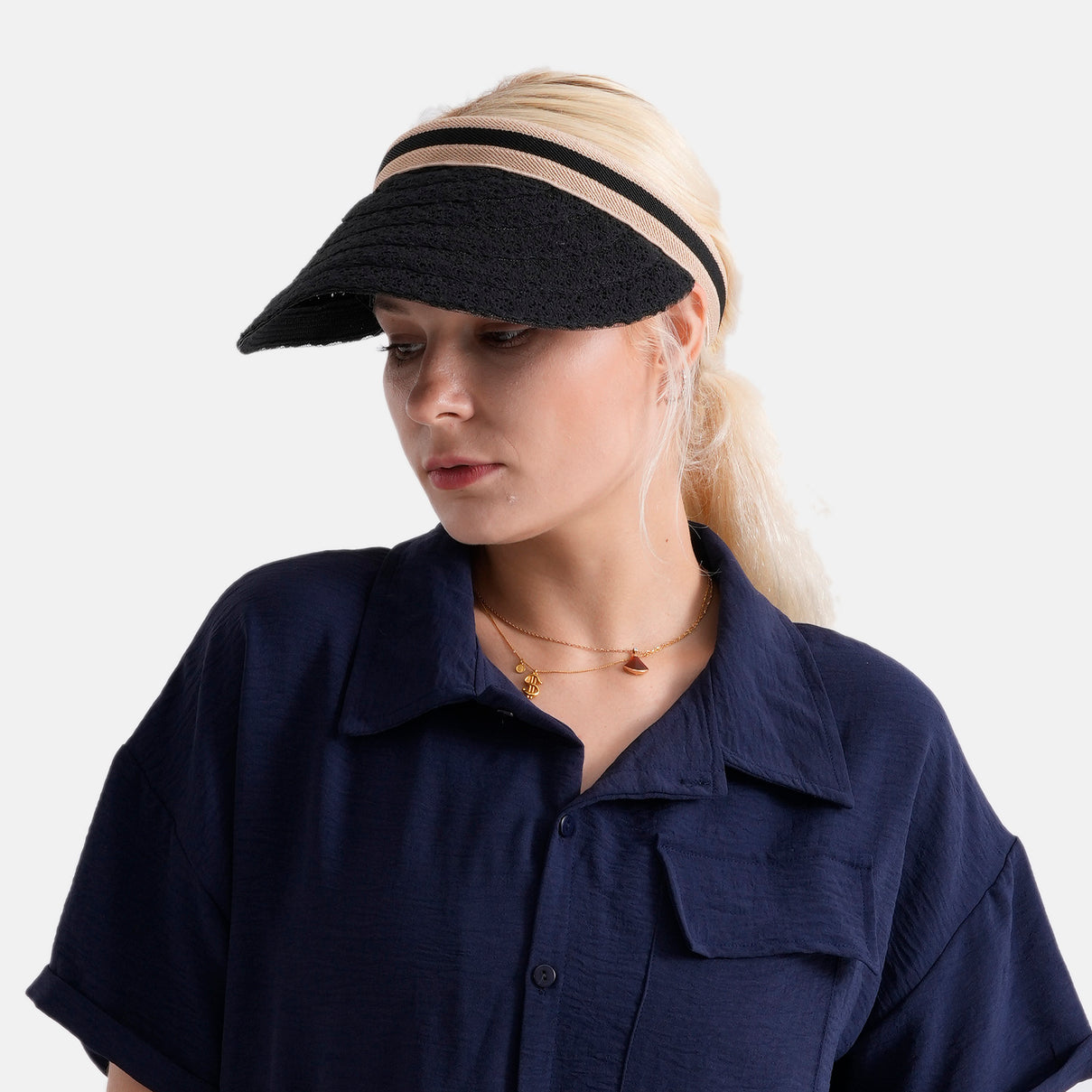 Lifestyle 100% Paper Floral Texture Straw Hat (57-58cm) - Black V32519430 2