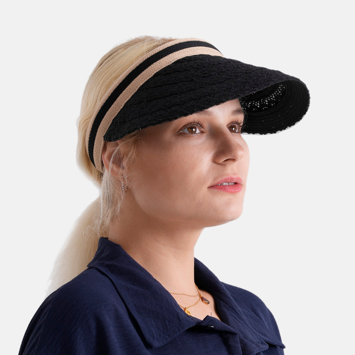 Lifestyle 100% Paper Floral Texture Straw Hat (57-58cm) - Black V32519430 3