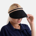 Lifestyle 100% Paper Floral Texture Straw Hat (57-58cm) - Black_8519855_3