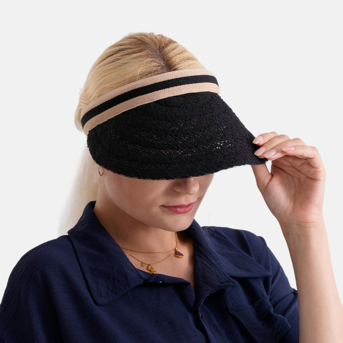 Lifestyle 100% Paper Floral Texture Straw Hat (57-58cm) - Black V32519430 4