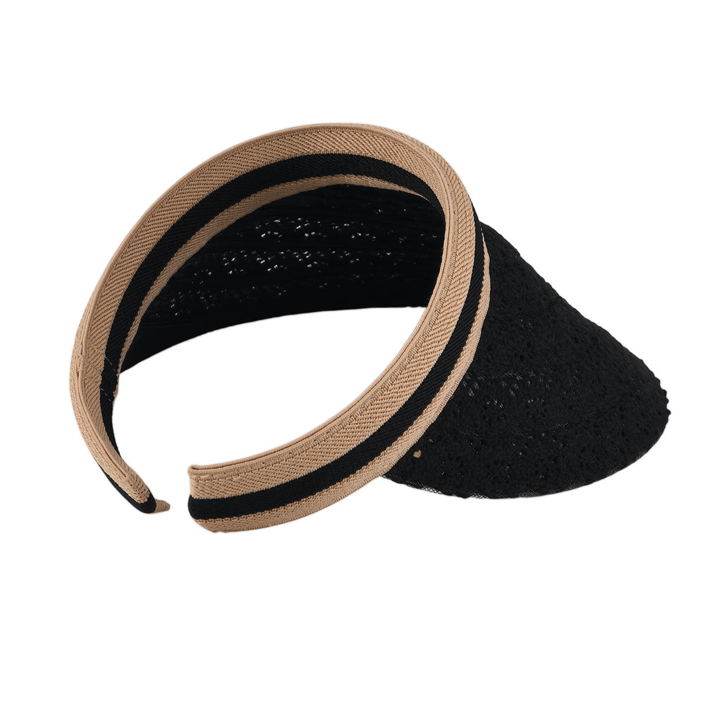 Lifestyle 100% Paper Floral Texture Straw Hat (57-58cm) - Black_8519855_5