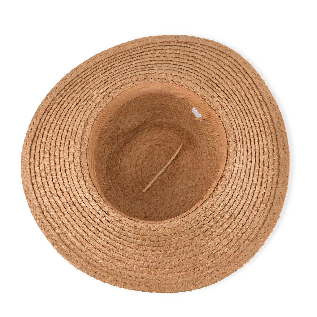 Woven Paper Straw Sun Hat with Lemon Print Scarf (57-58cm) - Khaki & Yellow_8519889_4