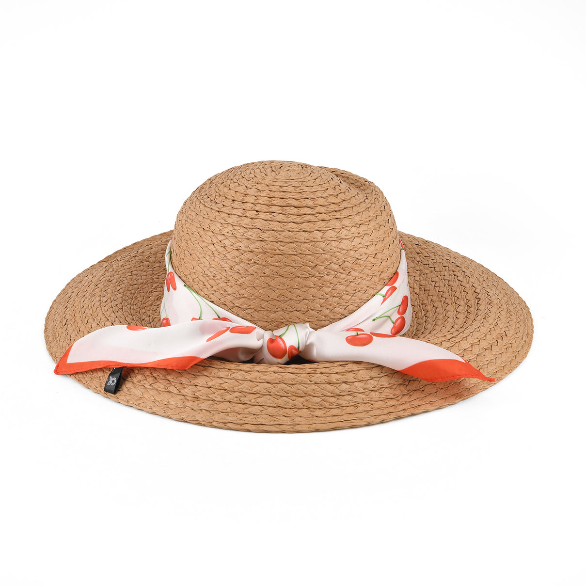 Woven Paper Straw Sun Hat with Printed Scarf (57-58cm) - Khaki &amp; Pink 8519892 0