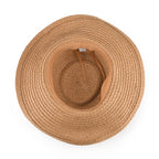 Woven Paper Straw Sun Hat with Printed Scarf (57-58cm) - Khaki & Pink_8519892_5