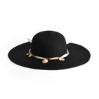 Woven Paper Straw Wide-Brim Sun Hat (57cm) - Black_8519902_4