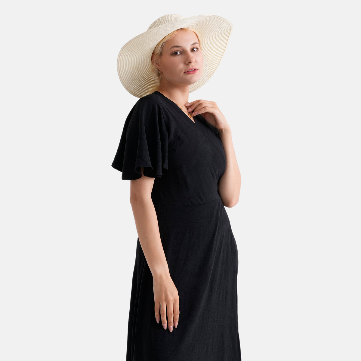 Woven Straw Wide-Brim Sun Hat (57cm) - Off White V32530778 4