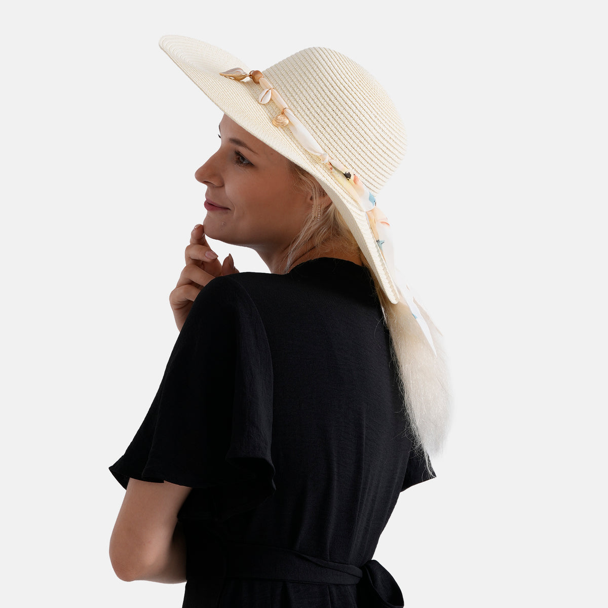 Woven Straw Wide-Brim Sun Hat (57cm) - Off White V32530778 5