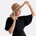 Woven Paper Straw Wide-Brim Sun Hat (57cm) - Khaki_8519904_4