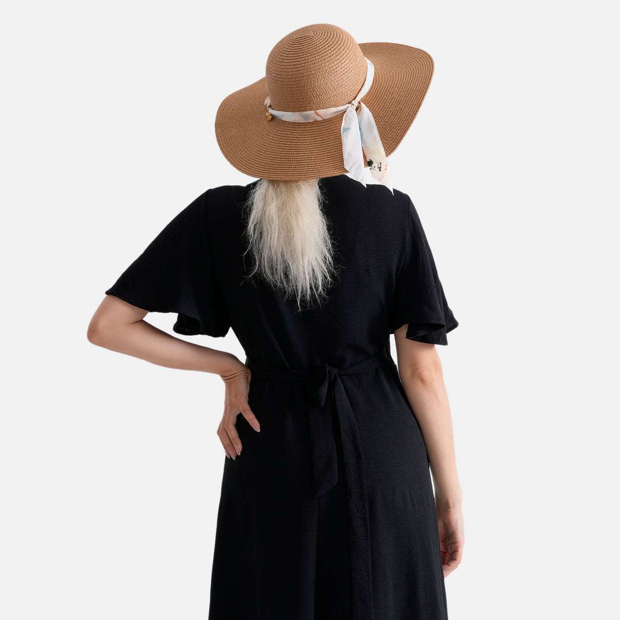 Woven Paper Straw Wide-Brim Sun Hat (57cm) - Khaki V32529167 6