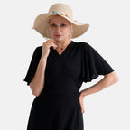 Woven Straw Wide-Brim Sun Hat (57cm) - Beige_8519905_1