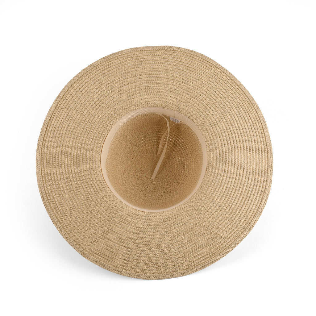 Woven Straw Wide-Brim Sun Hat (57cm) - Beige_8519905_5