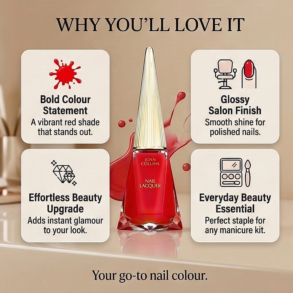 Joan Collins Timeless Beauty Nail Polish Lacquer (12ml) - Helena (Red) 8519973 2