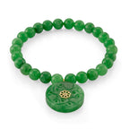 D'Joy Enhanced Green Jade Beads Stretchable Bracelet in Yellow Gold Plated Sterling Silver 130.00 Ct._8520032