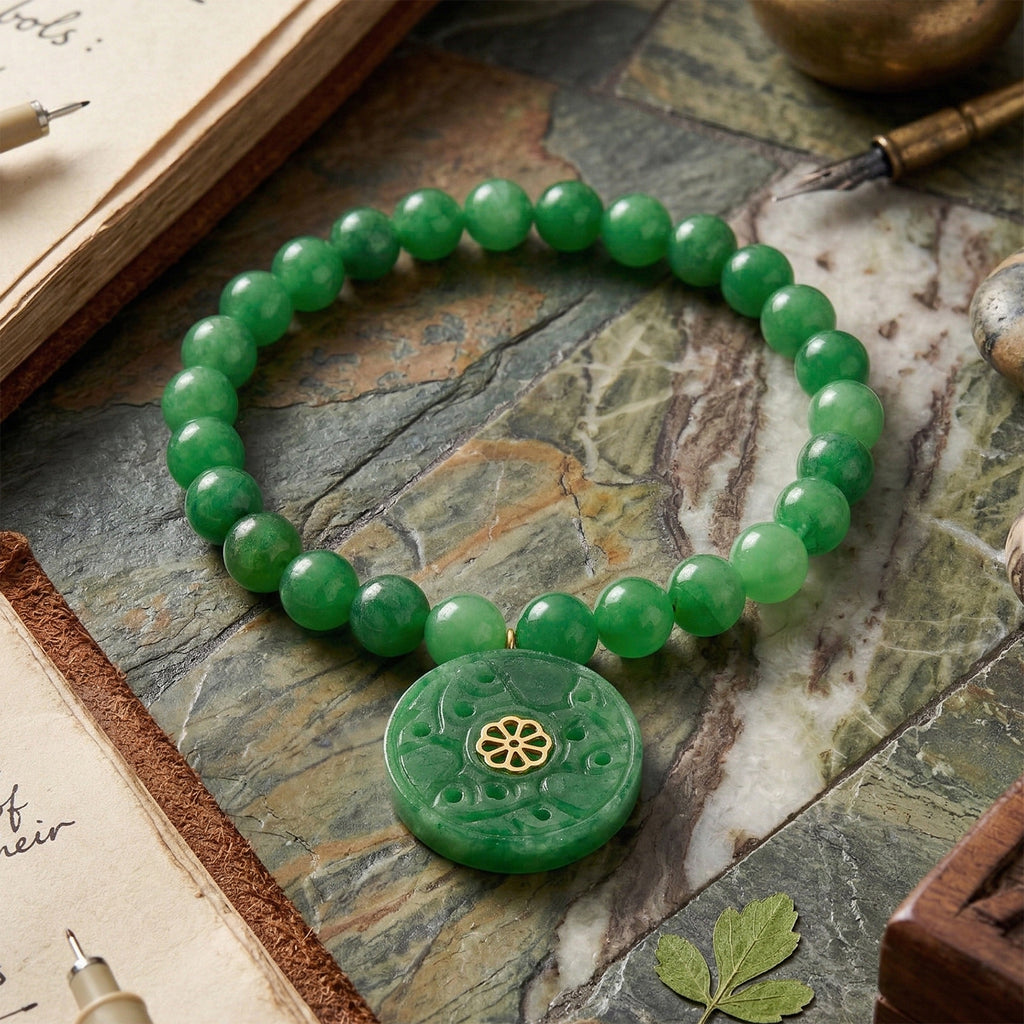 D'Joy Enhanced Green Jade Beads Stretchable Bracelet in Yellow Gold Plated Sterling Silver 130.00 Ct._8520032_2