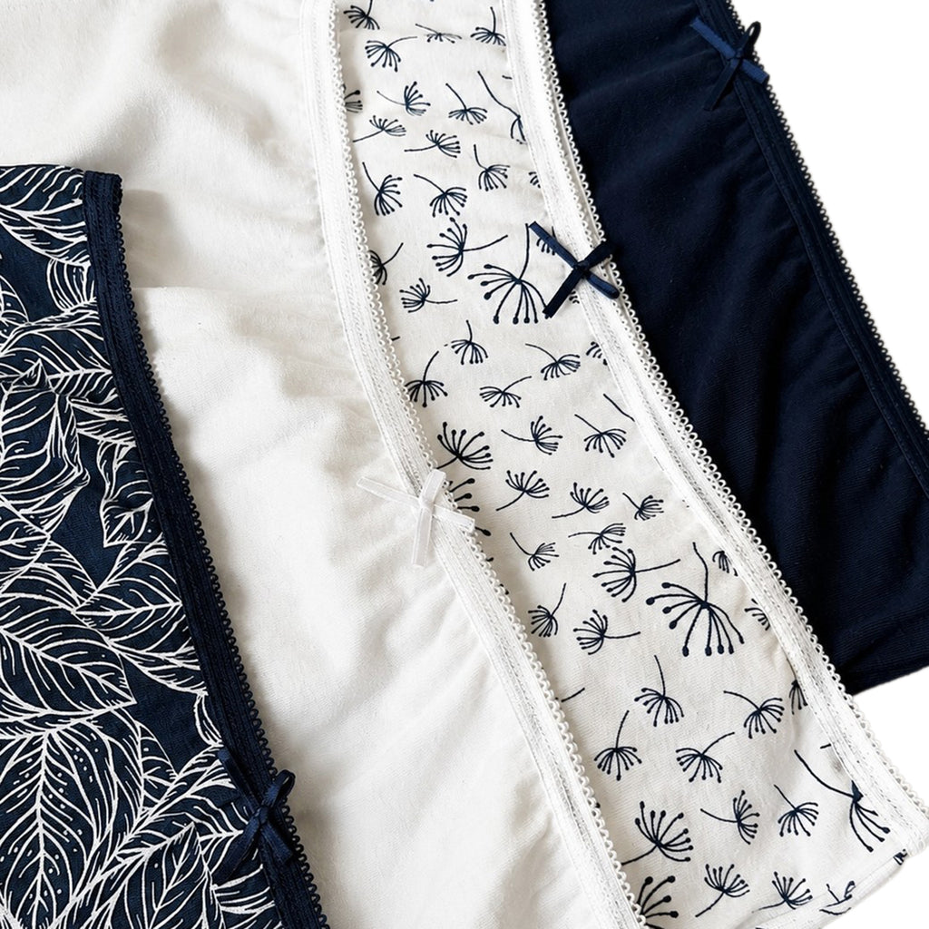 Pack of 4: Exquisite Elegance Midi Brief (Size 14) - Navy & White, 95% cotton & 5% Elastane_8520369_2